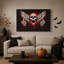 Art mural sur toile gothique à crâne ailé avec mains rouges d'Halloween-1189036294