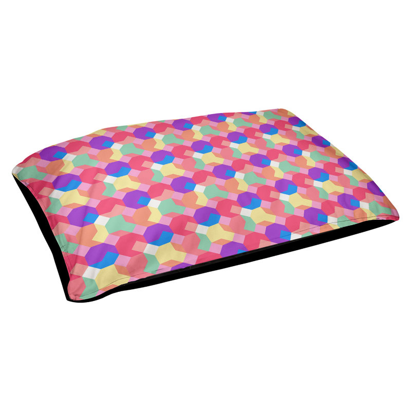 Coussin extérieur octogone Campion, Grand (l 42,5 po x P 32,5 po x H 14 po), Violet / rose pastel / vert