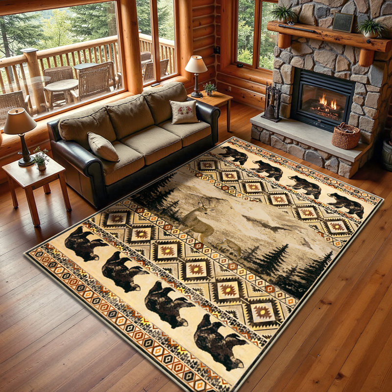  Tapis d'intérieur antidérapant rustique lavable, Rectangle 6 pi x 9 pi
