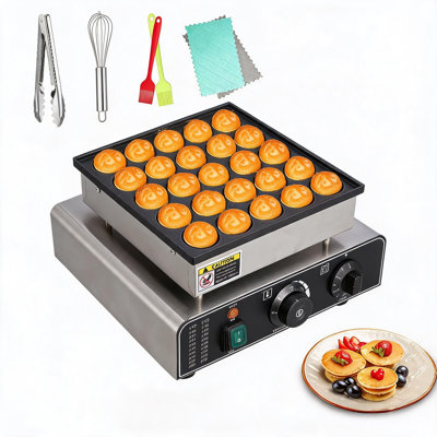 Mini machine à crêpes et muffins commerciale à 25 trous commerciale - couvercle antiadhésif, diamètre de 1,8 po, température réglable de 50 à 300 ° C, chauffage rapide - prise américaine
