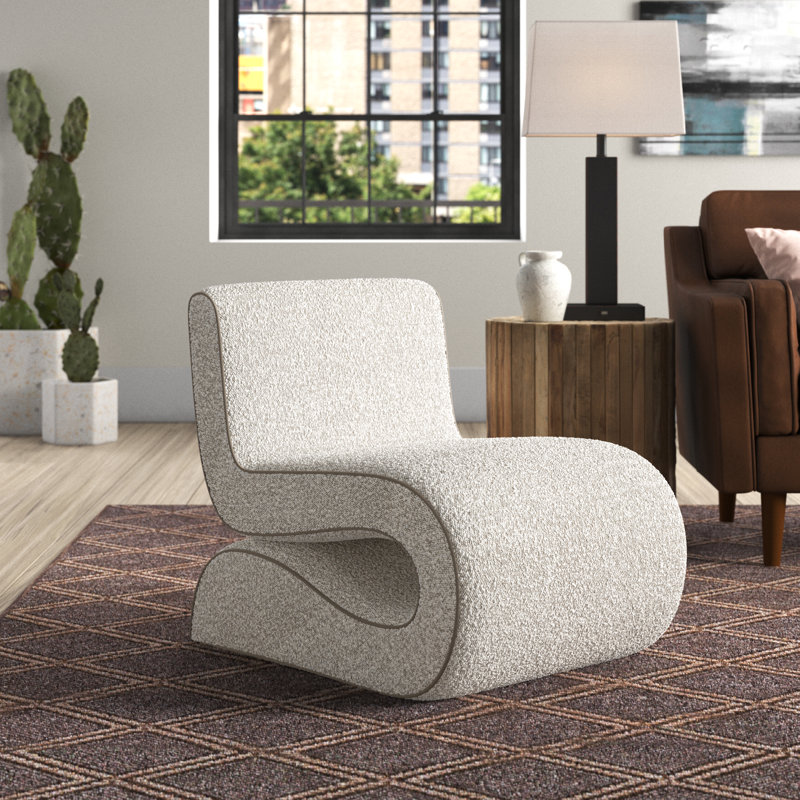 Upholstered Side Chair, Grey Boucle