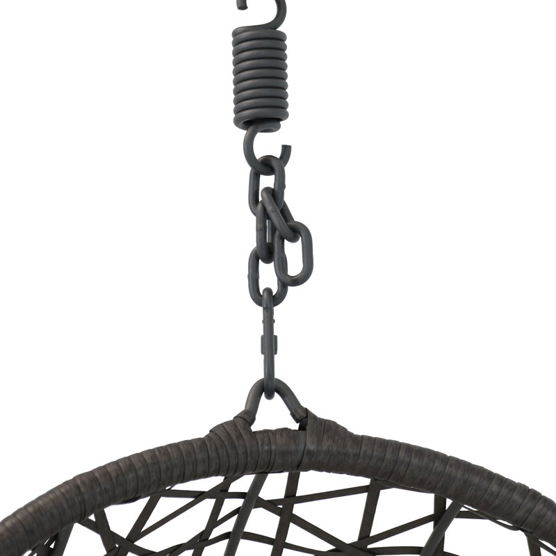 Errol Resin Wicker Egg Hanging Chair with Cushions - Gray, Gray
