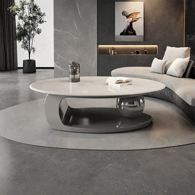 Simple oval marble coffee table