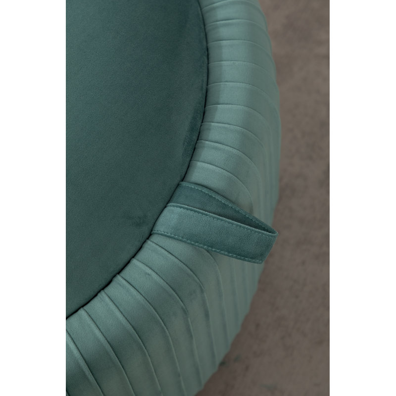 Savinien Upholstered Round Storage Ottoman, Teal Velvet