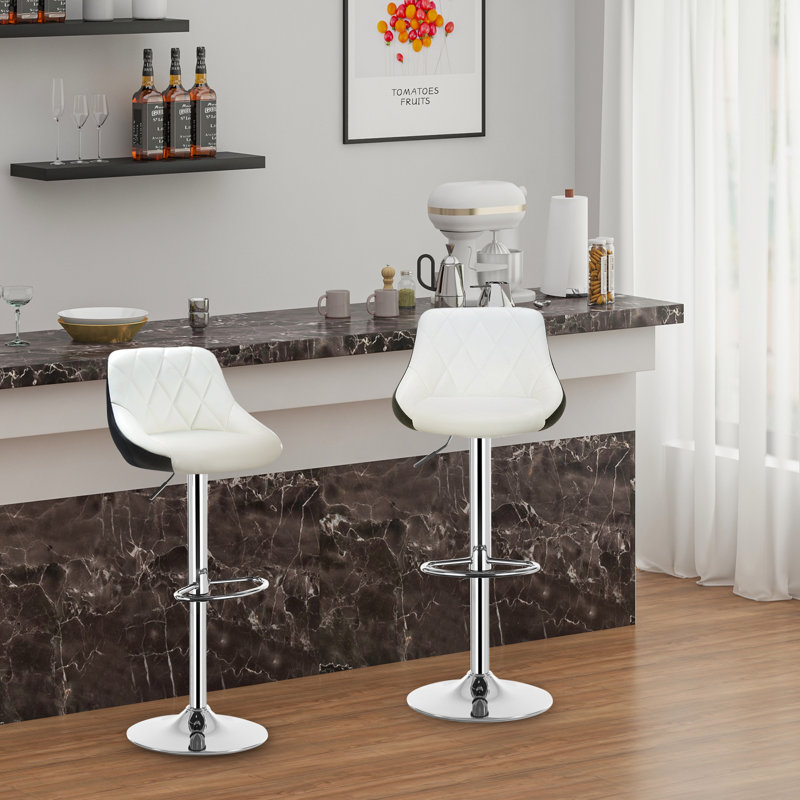 Dequay Swivel Bar Stool, White/Black