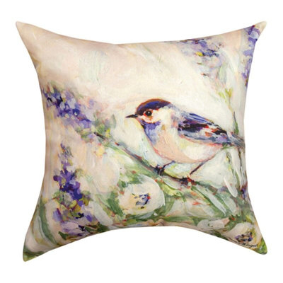 Coussin décoratif manuel à imprimé animal blanc et mauve 18 x 18 po