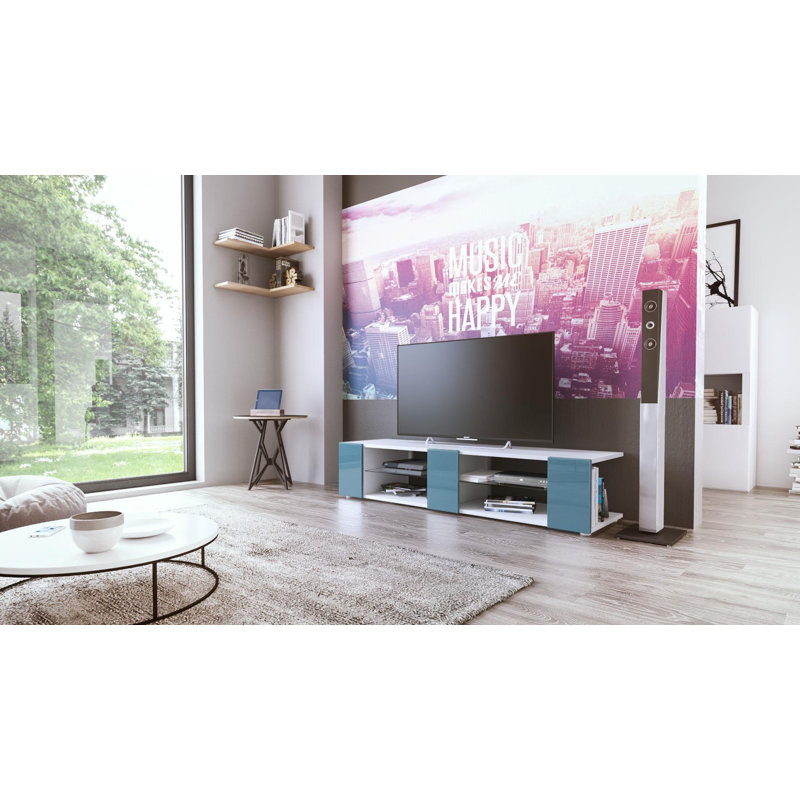 Mcclintock Unfinished TV Stand for TVs up to 60", White Matt/Petrol