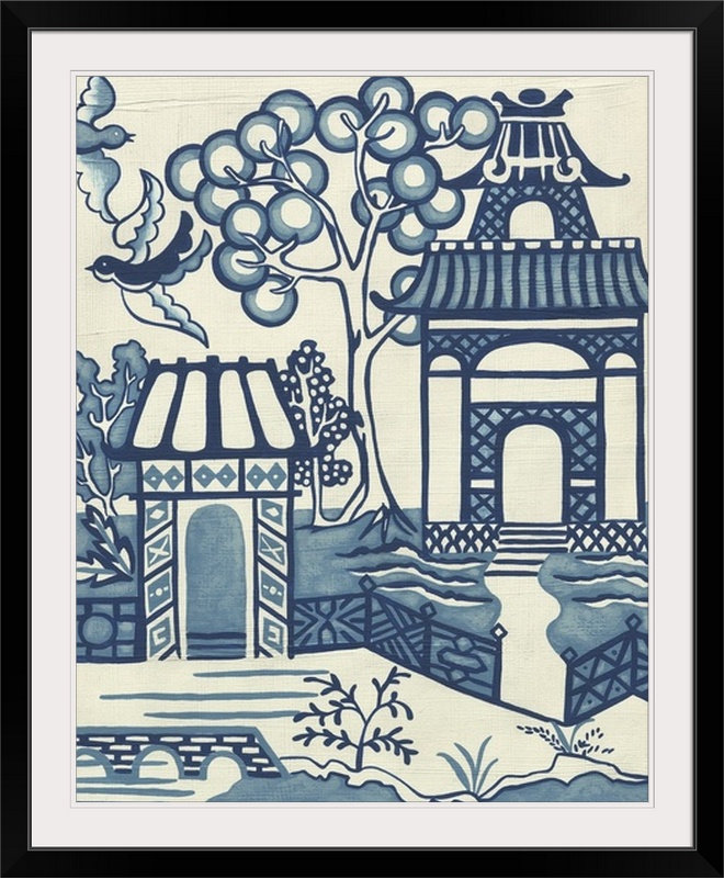 «Willow Landscape II», reproduction d'art graphique Chariklia Zarris, H 32 po x l 27 po x P 1 po, Cadre noir