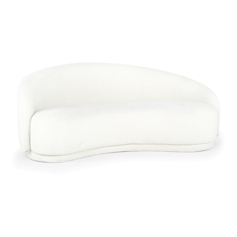 82.25" Round Arm Curved Loveseat, White Boucle