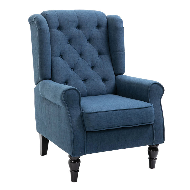 Fauteuil à oreilles Lachesis, Lin bleu