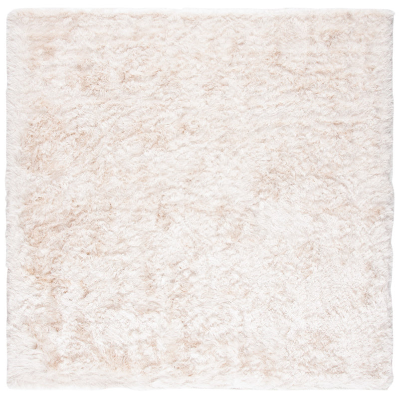 Tapis performance à poil long touffeté à la main abstrait Chamira, Carré 7 pi