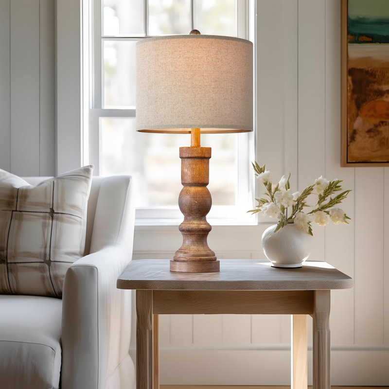Lampe de table Mahwah en résine USB, Naturel, Oui