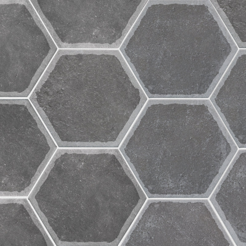 Carrelage mural en porcelaine mate 7,87 po x 9,45 po Dakota Hexagon, Décor Grafito