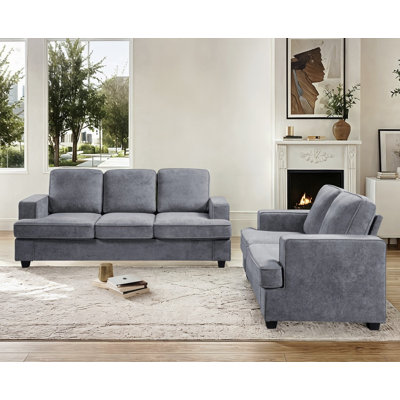 Soft upholstery cushion back 2 pieces livingroom set by Ebern Designs