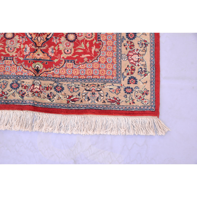 Tapis de zone noué la beige 3 pi 4 po x 5 po one-of-kind main