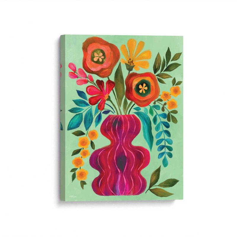 «Bright Funky Bouquet» par Cat Thurman Designs, reproduction d'art, L 30 x H 40, Ne s’applique pas, Toile non encadrée