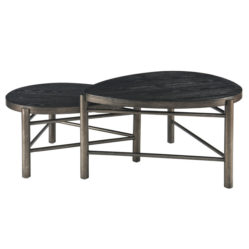 A Set Of  Two Water Drop-Shaped Coffee Tables, Iron Black
