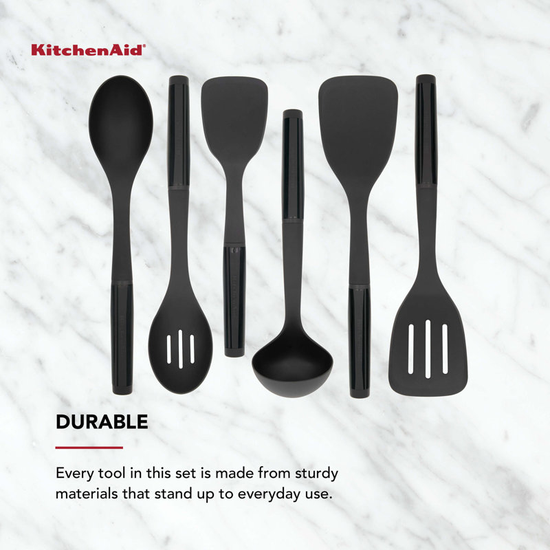 Black Nylon 6-Piece Heat-Resistant Kitchen Tool Set