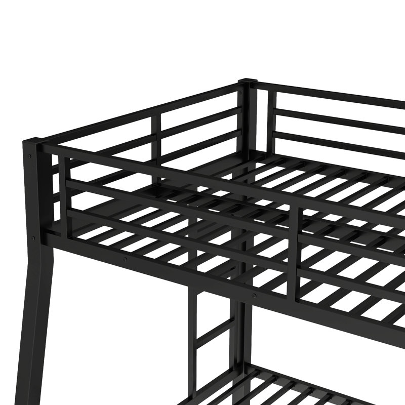 Space Full Xl Over Queen Metal Bunk Bed, Noise Reduced, Under Bed Storage, 2 Side For Easy Climb