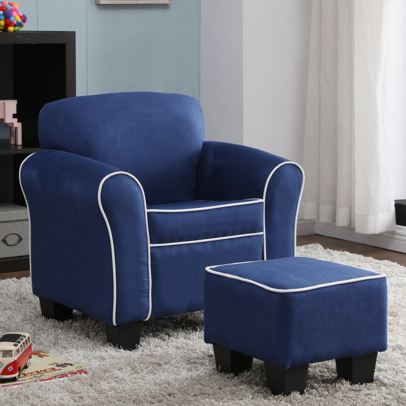 Fauteuil pour enfant avec repose-pieds Aalborg, Bleu