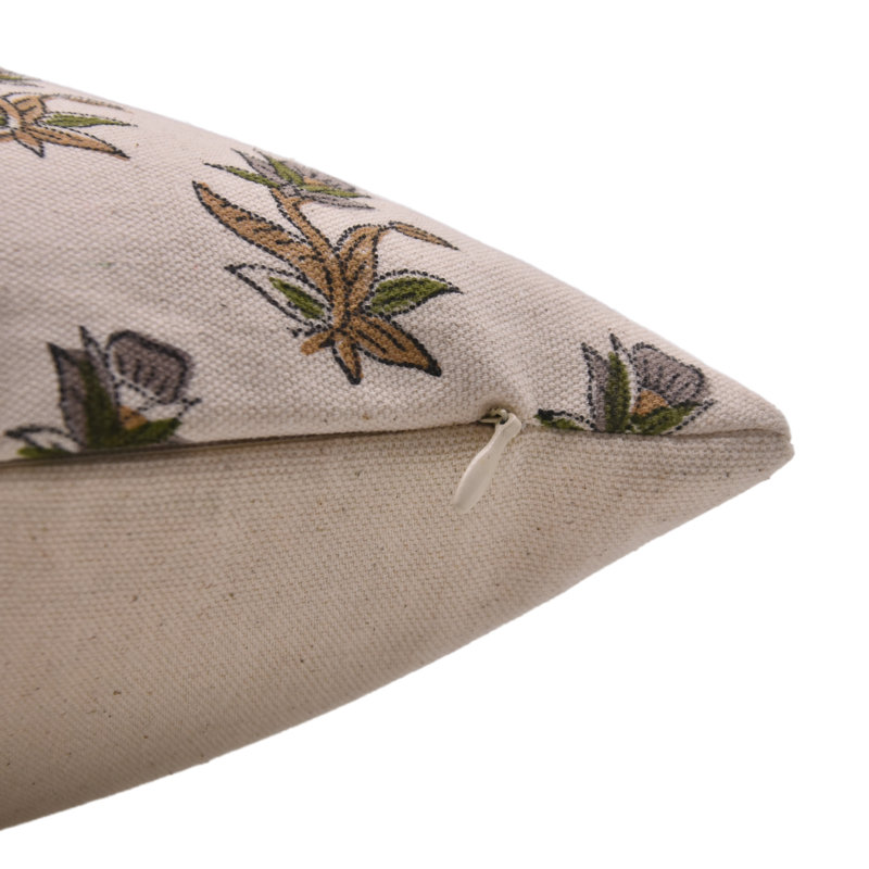 Housse de coussin en coton imprimé à la main avec coussin décoratif artisanal, H 24 po x l 24 po