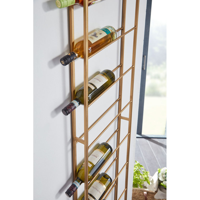 Bellmont 8 Bottle Wall Mounted Wine Bottle Rack, Golden