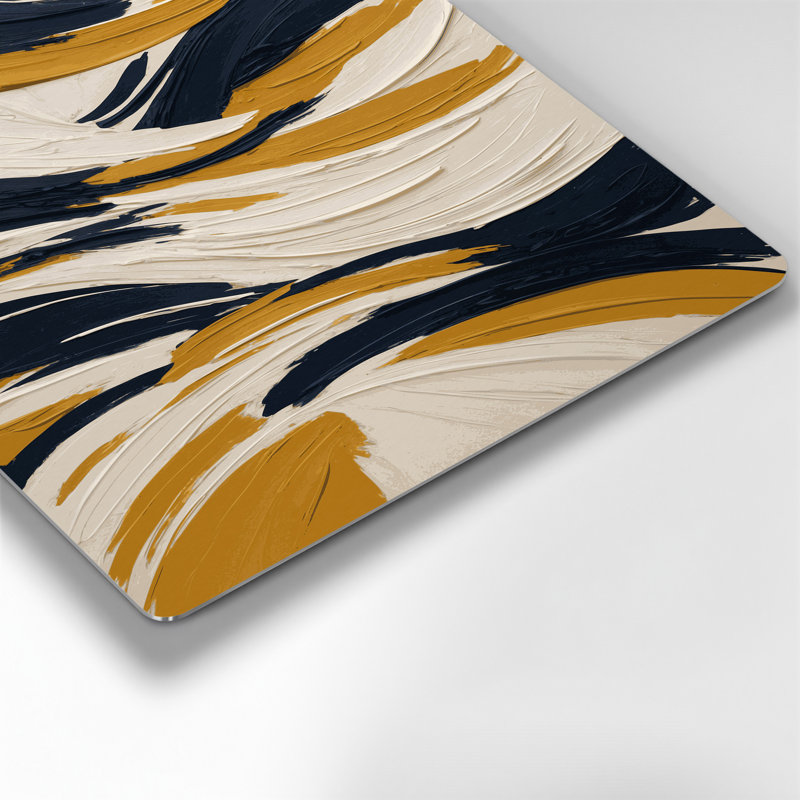 Abstrait paysage 93, art mural en métal beige, H 11 po x l 14 po