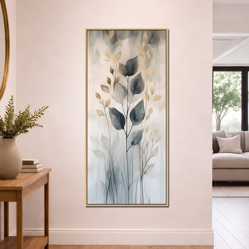Vert, gris, brise chaude, feuilles, bosquet, impression encadrée botanique, décoration murale tropicale, H 60 po x l 28 po