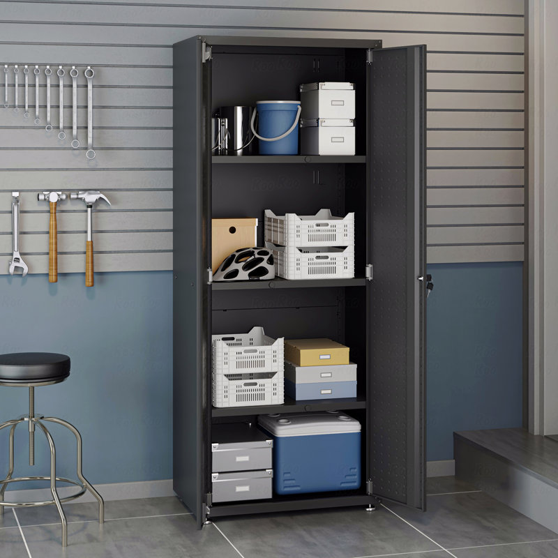 75" Tall Garage Cabinet, Black