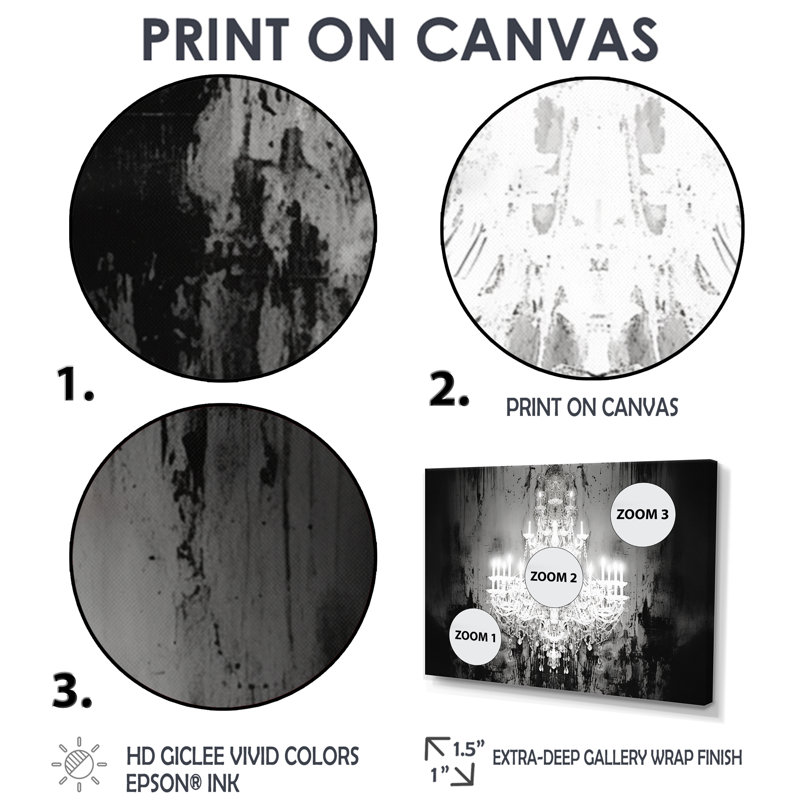 Lustre symphonique silhouette IV - décoration murale lustre glamour, H 16 po x l 32 po x P 1 po, Toile tendue