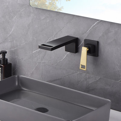 Modern Wall Mount Waterfall Bathroom Sink Faucet,Single Handle Bathroom Vanity Faucets