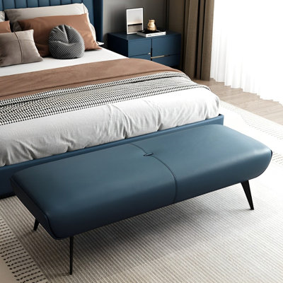 Banc rembourré en cuir véritable Meldia
