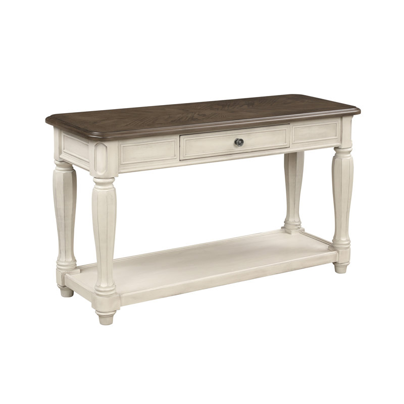 Console antique blanche et brune avec rangement