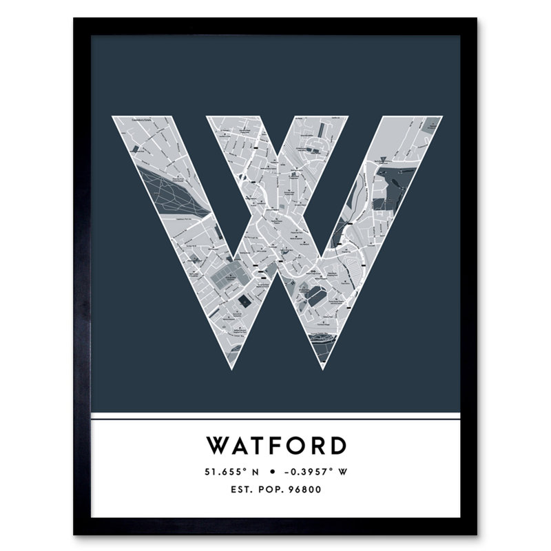 Watford England United Kingdom City Map - Single Picture Frame Typography