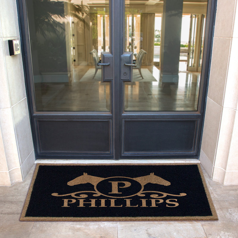 Tapis de porte d'extérieur antidérapant en caoutchouc 72 po x 36 po Heaton, Noir, 60 po x 36 po, Oui