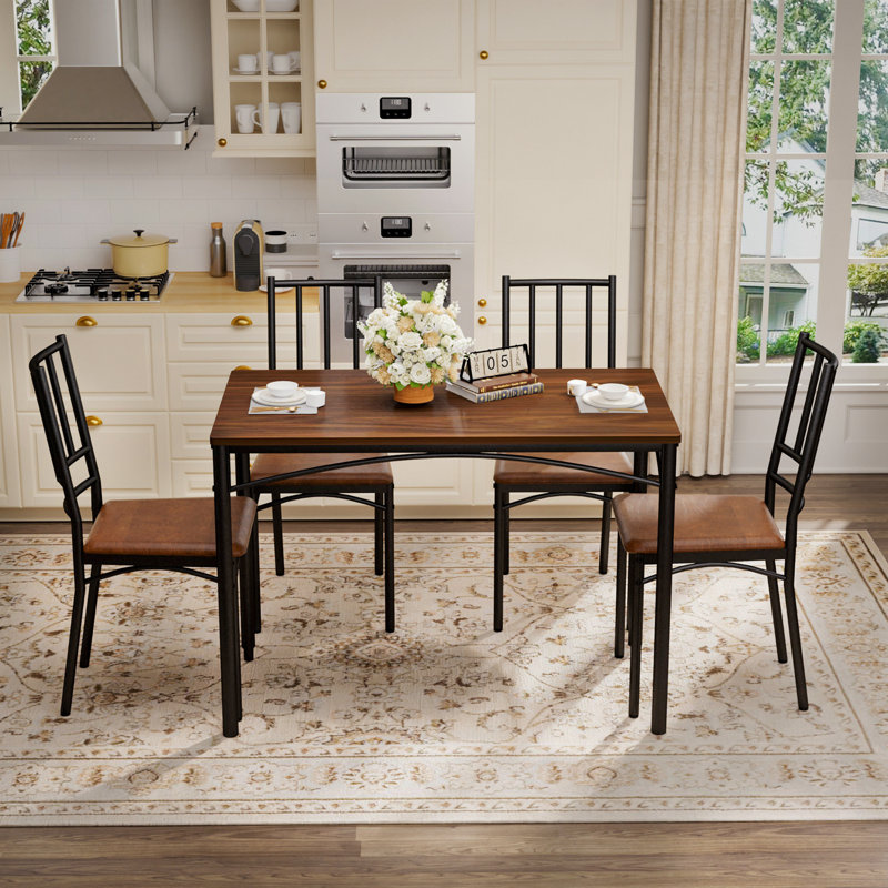 Aadi with 4 Dining slat back chairs, Walnut