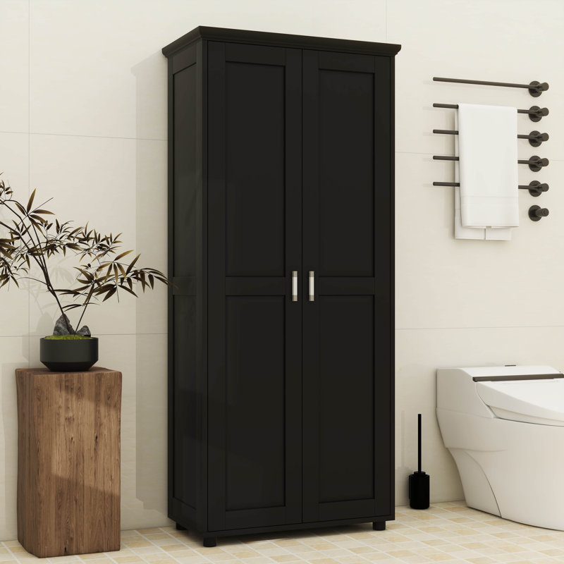 Élégante armoire de rangement en bois pour salle de bain avec conception anti-basculement, tablettes réglables et amplement de rangement