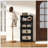 Retro Black, 20" Side Wide Folding Storage Cabinet ,4 Tiers,19.69"×11.81"×40.55",Collapsible Storage Bins With Magnetic Door, Plastic Storage Cabinet With Wheels-1256886458-1255881735