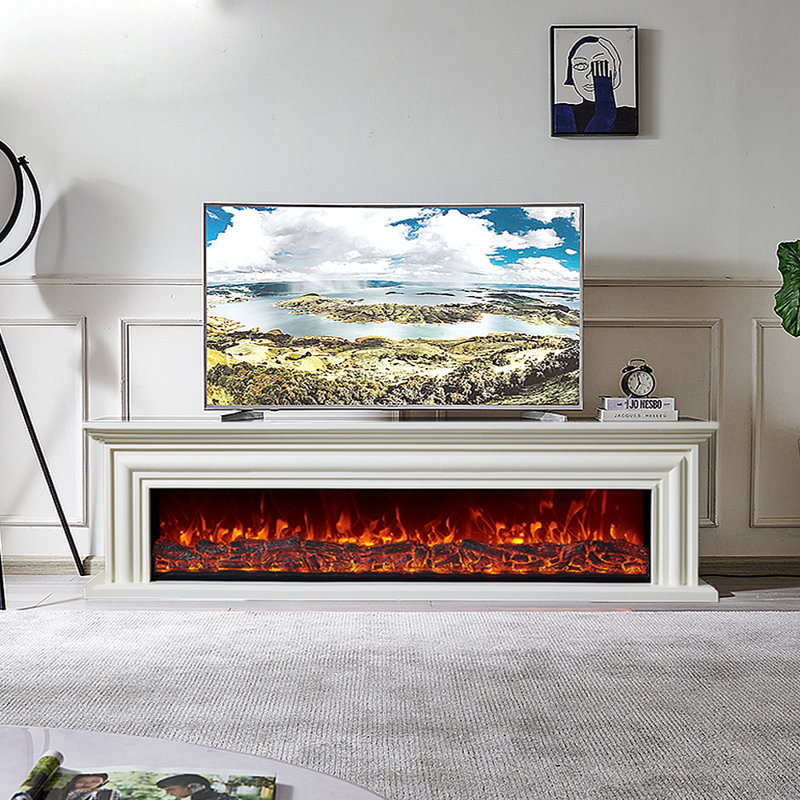 Meuble télé simulé, 86.61", Ivoire ivoire