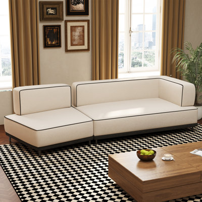 95.27" Modern Fabric Sectional Sofa, High-density Foam Cushions, Solid Wood & Plywood Frame, Metal Legs