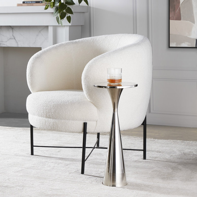 Table d'appoint ronde en métal Raffaella H 22 po x l 9,5 po, Nickel poli