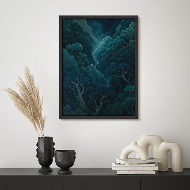 Reproduction d'art encadrée abstraite pour décoration intérieure moderne, H 14 po x l 11 po, Noir
