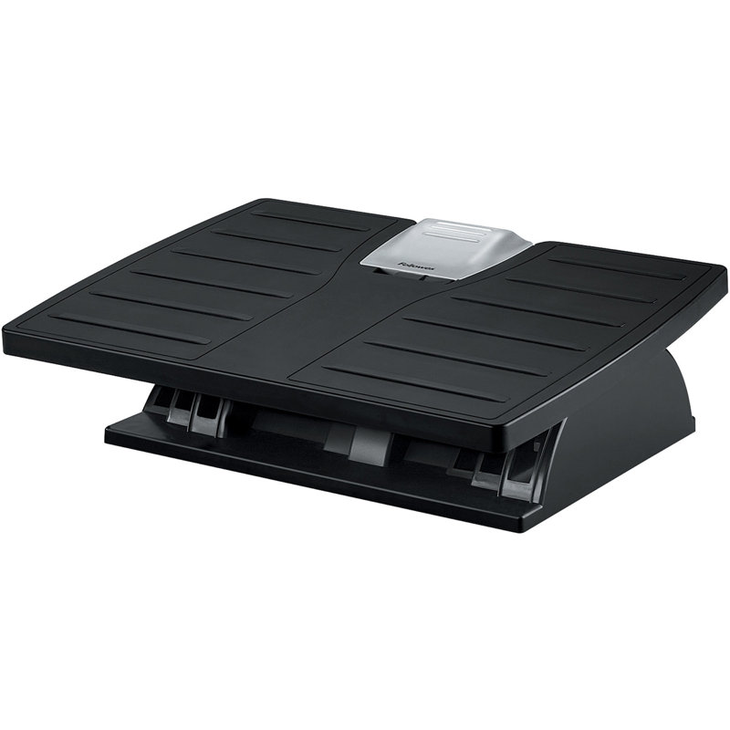 Adjustable Black and Silver Ergonomic Footrest with Rocking Motion