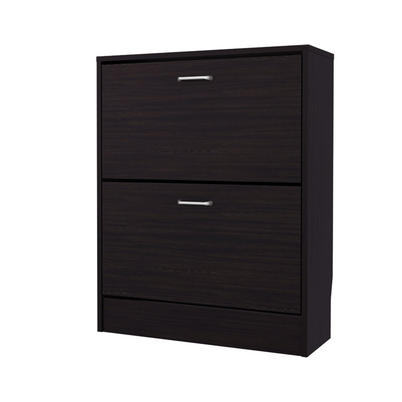 Shoe Cabinet, 2 Tilt-Out Doors, Slim Design, Internal Supports, Modern Style, Brown