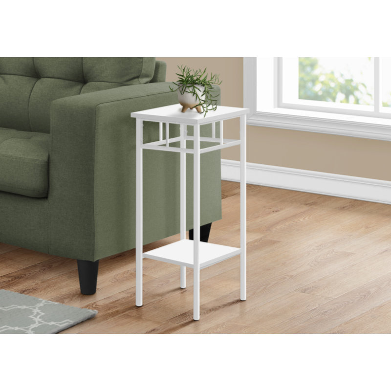 Table d'appoint, côté, bout, support à plante, carré, salon, chambre à coucher, stratifié blanc, blanc, contemporain, moderne