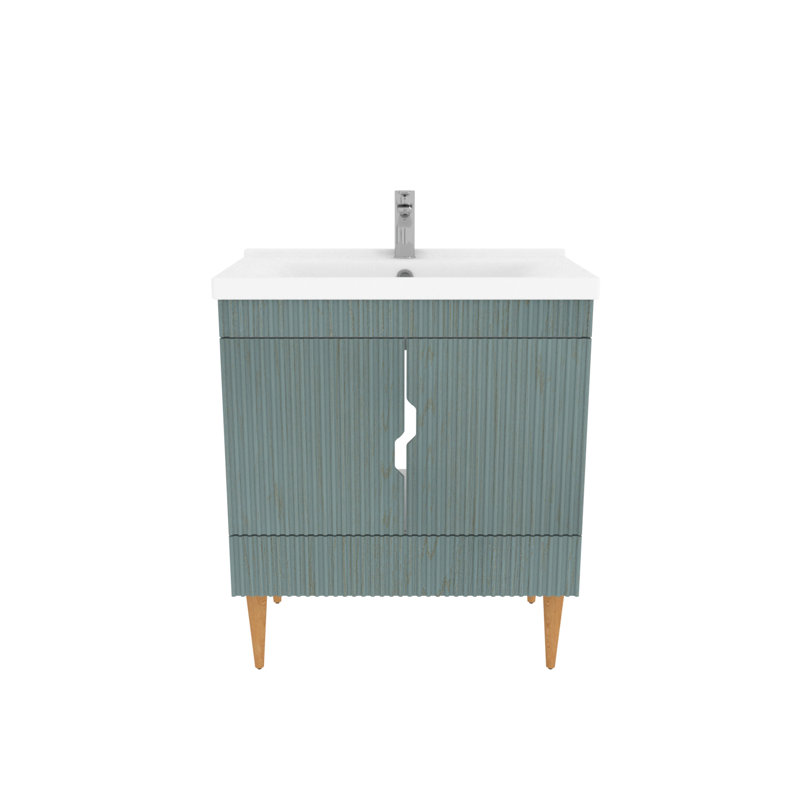 Sahra Single Bathroom Vanity with Ceramic Basin, Sea Green, 80cm