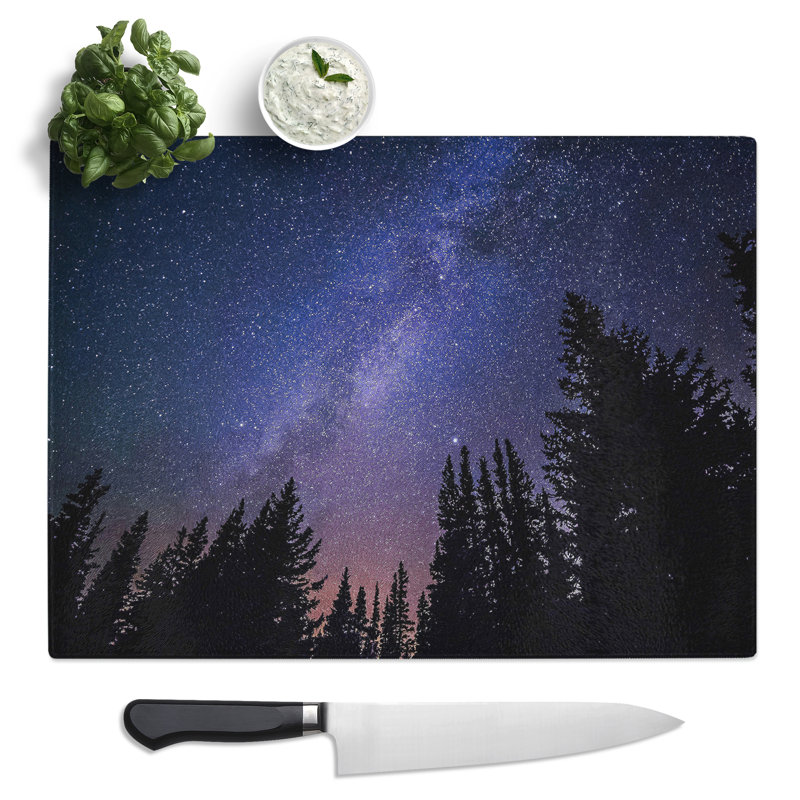 The Milky Way Space Galaxy Forest  Glass Chopping Board