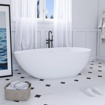 66.9 Inch Freestanding Solid Surface Soaking Bathtub