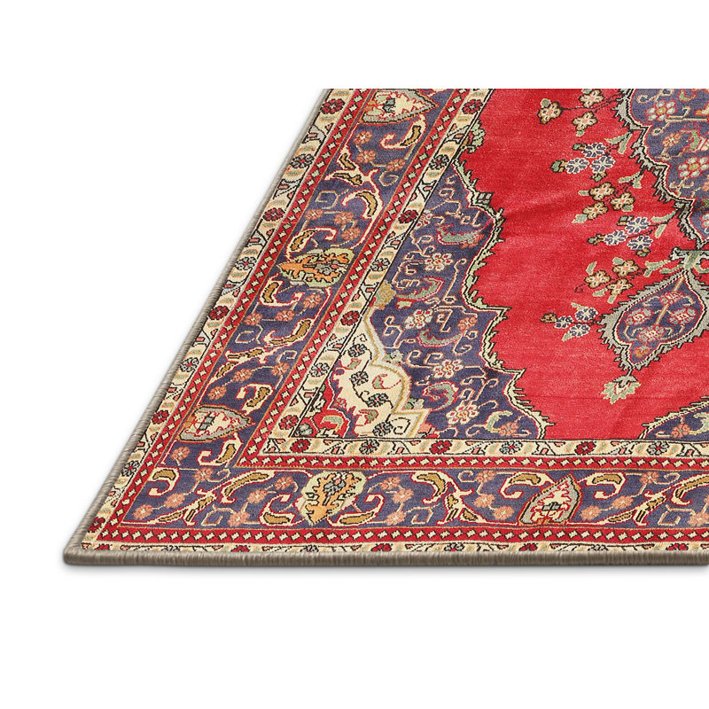 Rouge/bleu oriental Harvey-Lee Tapis décoratif, Rectangle 2 pi x 5 pi