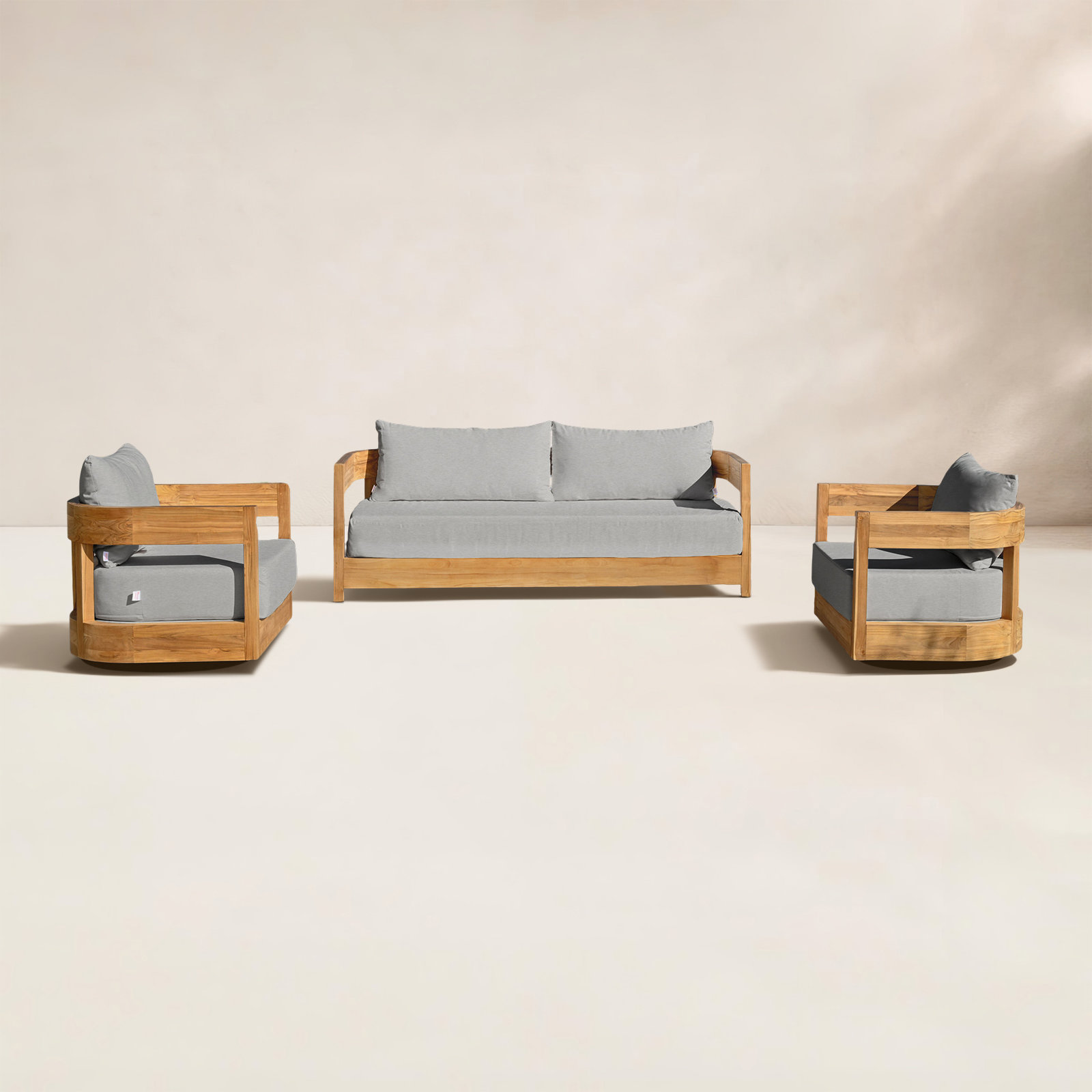Everlee 5-Person Teak Patio Seating Group, Gray